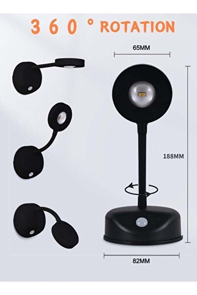 Bukela Rechargeable LED Wall Light with 360° Rotation - Battery Powered Stick-On Light