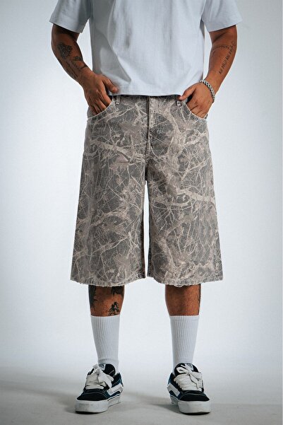 Super Rare Kamuflaj Baggy Denim Urban Jort Erkek Şort