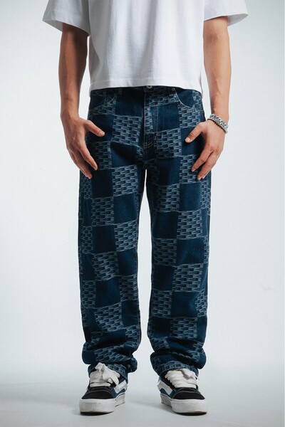 GRJ denim Wavy Baggy Fit Blue Men's Jeans