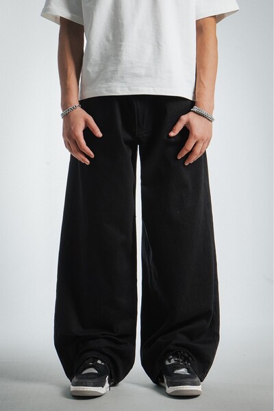 GRJ denim Black Wide Leg Super Baggy Men's Jeans