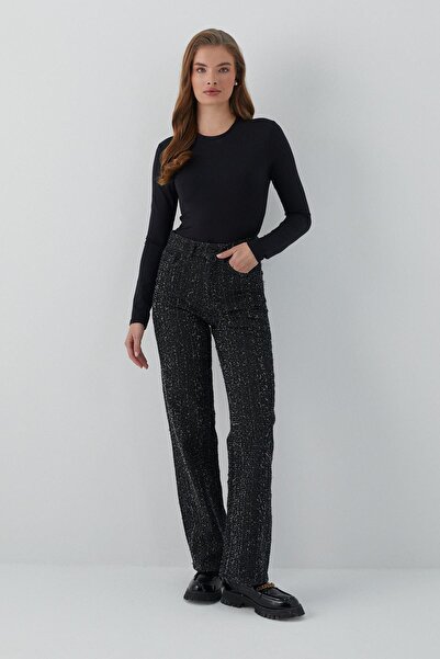 MARKALİSTE Παντελόνι τζιν με σχέδιο Tweed Μαύρο