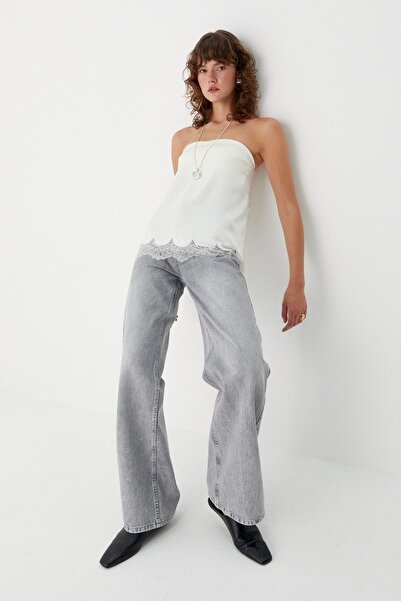 MARKALİSTE Wide Leg Denim Trousers Gray