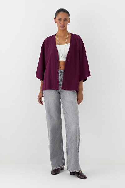 MARKALİSTE Knitwear Look Knitted Kimono Burgundy