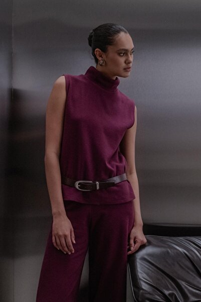 MARKALİSTE Knitwear Look Knitted Blouse Burgundy