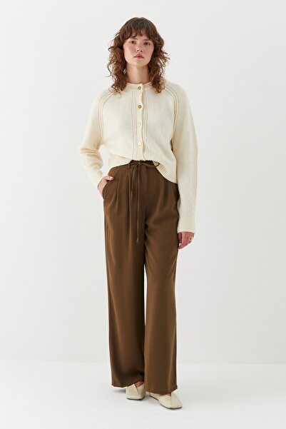 MARKALİSTE Lace-Up Palazzo Pants Khaki