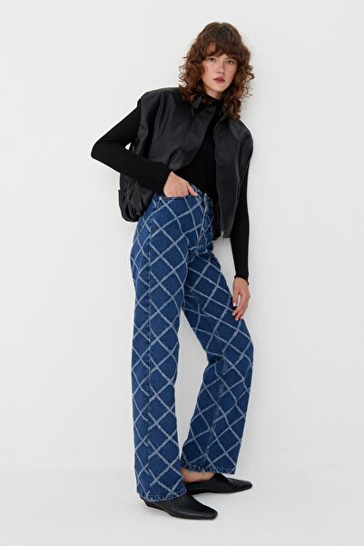 MARKALİSTE Παντελόνι τζιν με σχέδιο μπακλαβά μπλε