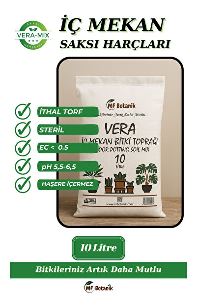 MF Botanik Vera Özel Karışım Iç Mekan Bitki Toprağı 10 Litre Çiçek Toprağı Toprak Harcı