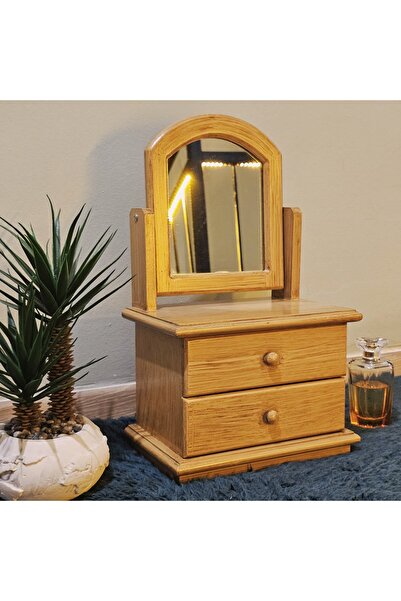 Genel Markalar Düz Model Ahşap Hareketli Aynalı 2 Çekmeceli Bambu Eskitme Tak...