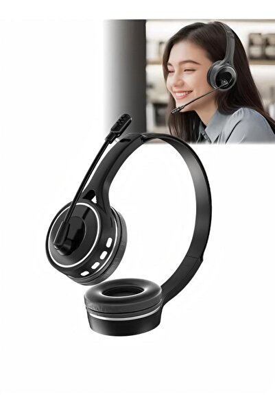 DOMEET سماعة رأس لاسلكية بتقنية البلوتوث مع ميكروفون وسماعات رأس عازلة للضوضاء، مركز الاتصال