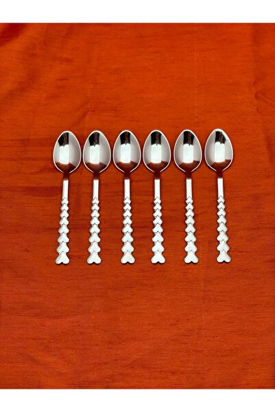 MUTFAKÇIM Stainless Steel Heart Teaspoon 6 Pieces (Stainless Steel)