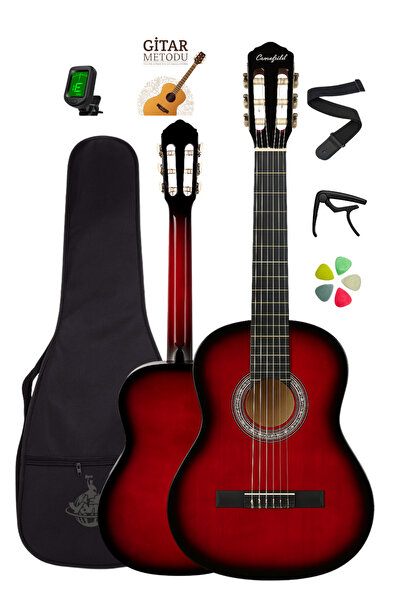 Campbell CE-55RD Kırmızı Klasik Gitar Seti 4/4 ( Taşıma kılıfı, Gitar askısı, Tuner, Metod ve Pena Hediyeli)