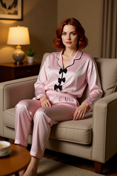 PayBuy Set pijamale țesute din viscoză pentru femei Detaliu fundă cu panglică...