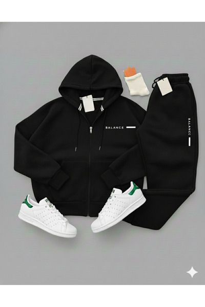 NİCE Unisex Printed Hooded Sweatshirt and Jogger Sweatpants - Bottom Top Set