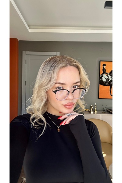 Angel Eyes Unisex Metal Black Framed Computer Glasses Blue Light Protective Clear Lens