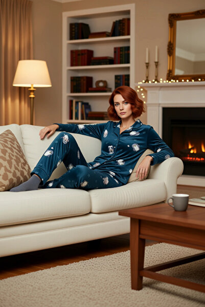 PayBuy Set de pijamale de iarnă pentru femei, cu model de pinguin, pentru somn confortabil, tăiat confortabil, stil modern