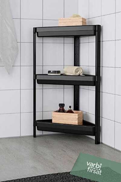 Varbifırsat وحدة رفوف مثلثة من Vesken مكونة من 3 طبقات لتنظيم رف الحمام وحامل الشامبو