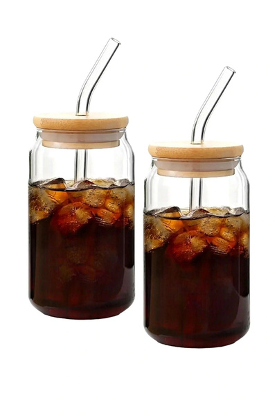 Ercazzo 550 ml Borosilicate Glass Cup - Bamboo Lid, Straw and Heat Resistant 1 Piece