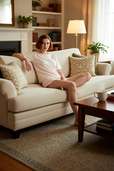 PayBuy Set de pijamale din bumbac cu mâneci scurte pentru femei, cu formă reg...