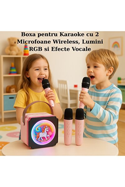 PacFullTech Portable Karaoke Speaker with 2 Wireless Microphones, RGB Lights, Bluetooth 5.3, Funny Voice Effects,