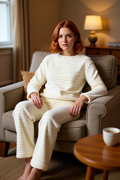 PayBuy Women's Winter Wellsoft Pajamas Set Striped Luxury Knitted Professional Appearance for Daily Use