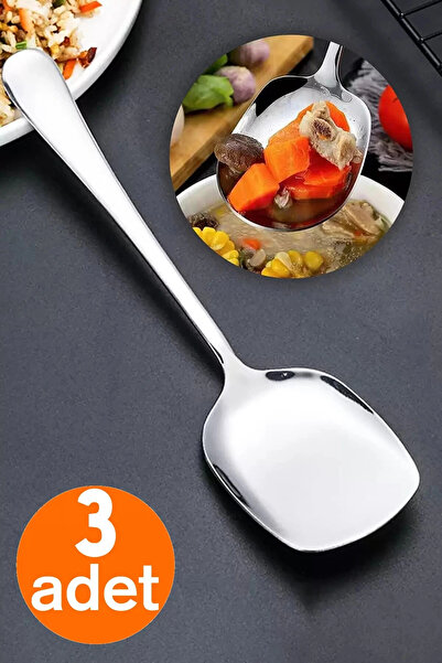 Genel Markalar Servis Kaşığı Seti 3 Lü Paslanmaz Çelik Lüx Salata Börek Pasta...