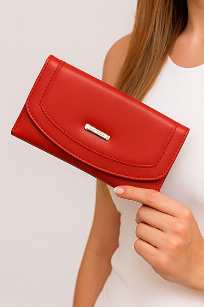 Newish Polo Envelope Model Covered Zippered Faux Leather Women's Portfolio Wallet-Large Size