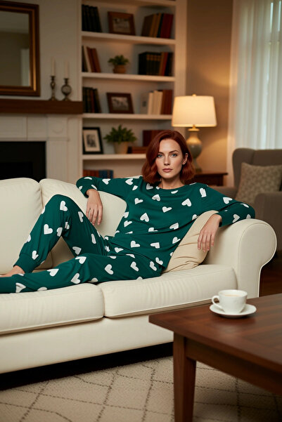 PayBuy Γυναικεία Σετ Πυτζάμες από Βαμβακερό Σχέδιο Καρδιάς Άνετη Κοπή για Χειμερινή Εποχή