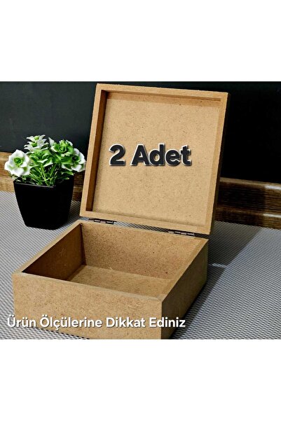 Tekir Ahşap Kare Öğrenci Kutu Çok Amaçlı Kapaklı Organizer Ham Hobi Boyamalık Hediye Kutusu