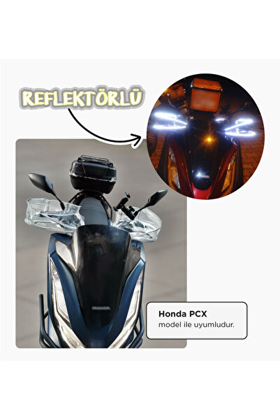 Asmir Moda Rüzgar ve Yağmur Korumalı Reflektörlü Şeffaf PVC Motor Elciği (PCX...