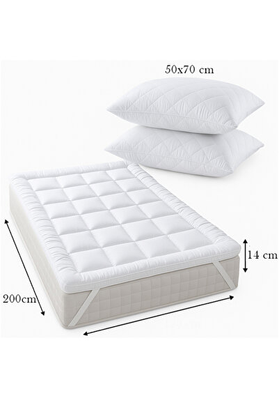 Kunzita Home Microfiber felt set, 14 cm high, elastic corners, with 2 London pillows (50x70) - 3 pieces