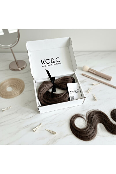 keep calm وصلات شعر قابلة للتثبيت - بني رمادي غامق #2 - شعر ريمي سلافي مموج 1...