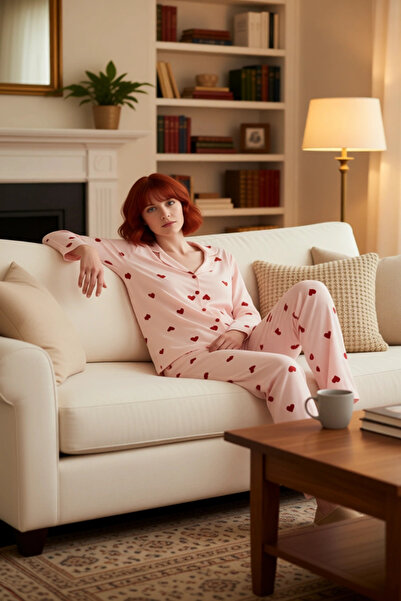 PayBuy Γυναικείο σετ πιτζάμες Heart 100% βαμβακερό χειμερινό άνετο σετ ύπνου ...