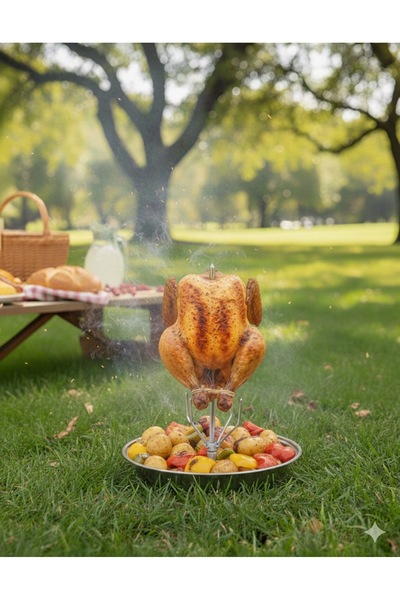 Tunca Tenekede Tavuk Pişirme Aparatı Paslanmaz Tavuk Kebapı