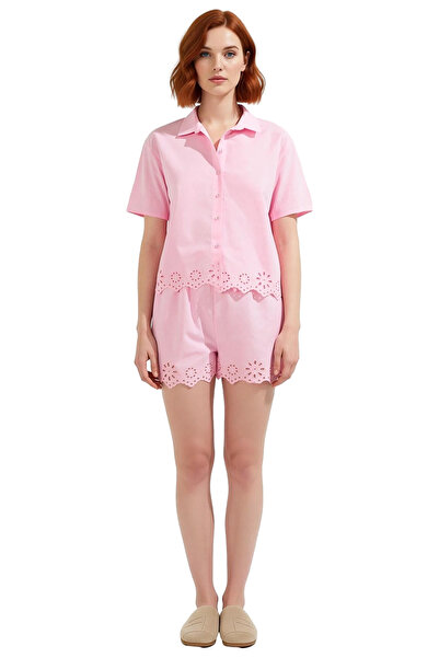 PayBuy Γυναικείο βαμβακερό κοντομάνικο σετ πιτζάμες με κανονική εφαρμογή Trend Design