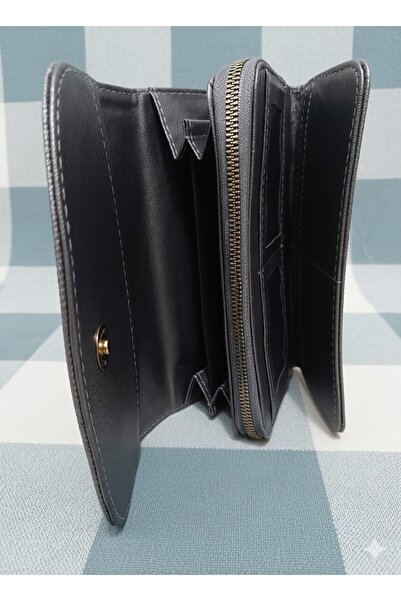 Newish Polo Envelope Model Covered Zippered Faux Leather Women's Portfolio Wallet-Large Size