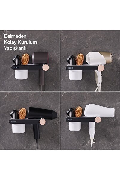 Miecoco Ecoco Duvara Yapışkanlı Saç kurutma Makinesi Tutacağı ve Banyo Düzenl...