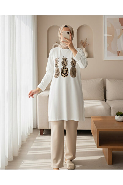 Modamorfo Туніка з візерунком ананаса - Ekru