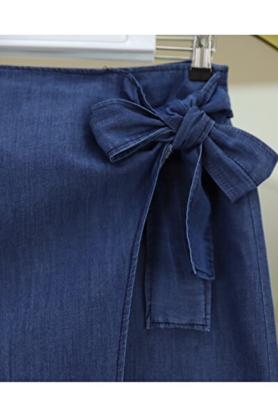 Modamorfo Indigo Denim Skirt - Double-Layer Front and Side Tie