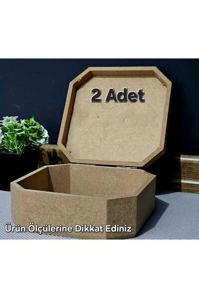 Tekir Ahşap Sekizgen Kare Öğrenci Kutu Çok Amaçlı Kapaklı Organizer Ham Hobi ...