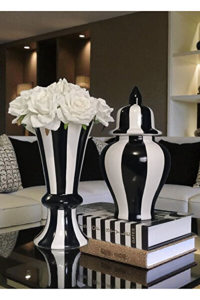 VERA HOME DECOR أنوفيل، سيراميك، مكعب الملك مزين برسومات خطوط مرسومة يدويًا، ...