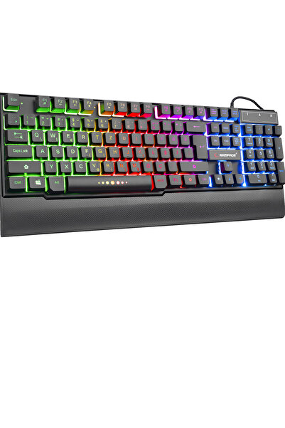Rampage Kb-r66 Bubble Mekanik Hisli Bilek Destekli Gökkuşağı Aydınlatmalı Gaming Klavye Oyuncu Klavyesi