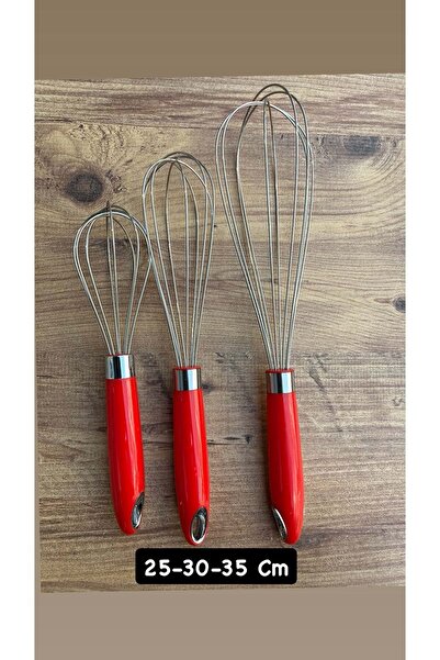 Doğuş Mutfak Set of 3 25-30-35 cm Stainless Steel Metal Whisks – for Mixing Eggs, Cakes and Dough