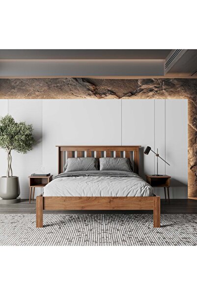 RENAZZO Shark New Ahşap Ceviz Karyola | Kolay Kurulum