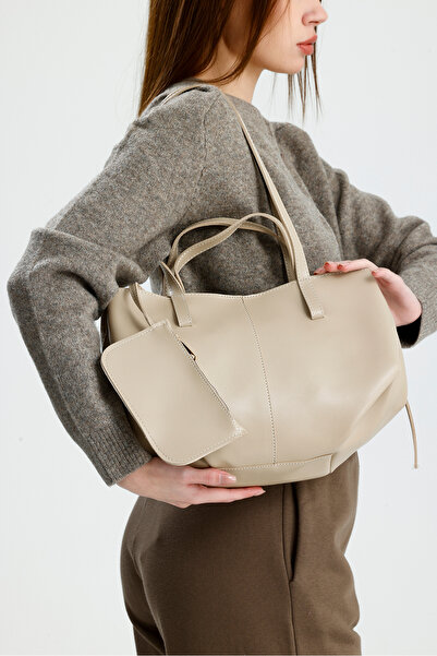 Çantacımstore Women's Cyme Mini Pinterest Bag Cream (White Stitched)