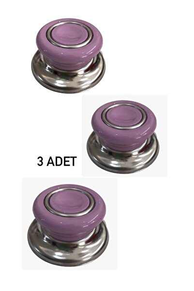 Doğuş Mutfak 3 Adet LİLA Tüm Tencere Tava Kapaklarına Uygun Bagalit Tepe Cam Tencere Kapağı Kulpu