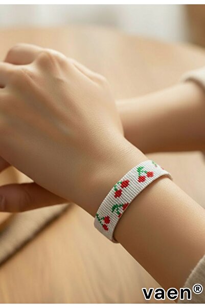 vaen Kiraz Desenli Miyuki Ayarlanabilir El Yapımı Dokuma Boncuk Bijuteri Bile...