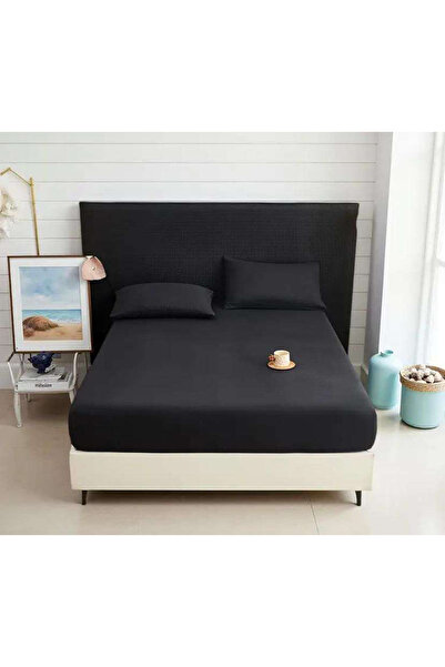 Marlenka Home Tex Black Elastic Fitted Sheet Set Battal Cotton Fabric