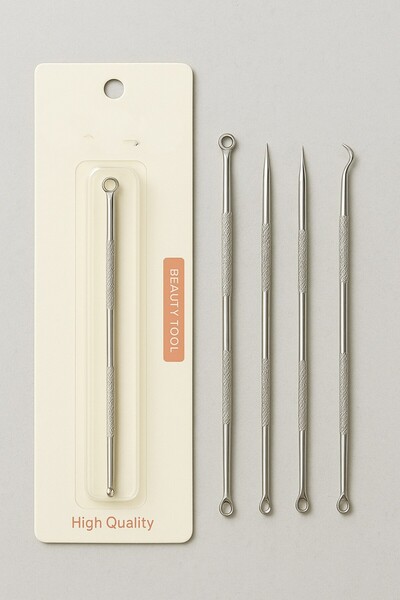 poswicon Siyah Nokta Çıkarıcı KALİTELİ Siyah Nokta Akne Temizleyici 4'lü Kutulu Paslanmaz Seti