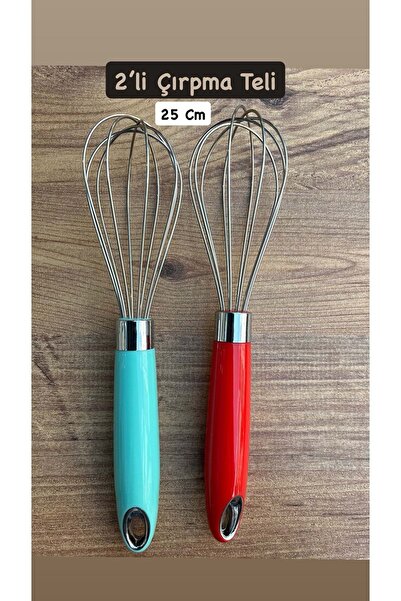 Doğuş Mutfak 2 Pcs 25 cm Stainless Steel Metal Whisk - for Mixing Eggs, Cakes and Dough