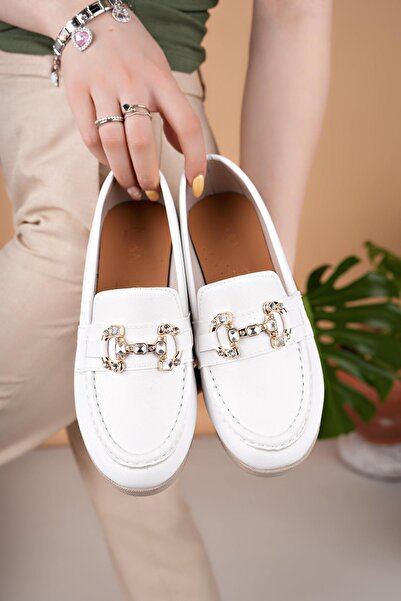 Nesil Shoes Neyna 1047 Білі туфлі на підборах з наповнювачем для жінок